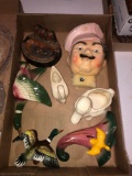 Monkey ashtray, goose wall decor, duck and goose figures, chef decor