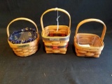 Longaberger '91 discovery basket w/ liner, '89 potpourri, '93 inaugural basket