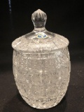 Bohemia hand cut crystal covered jar