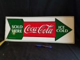 Coca-Cola 1991 metal sign, 26in long