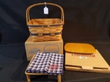 Longaberger 1992 cake basket 12in wide with stand, lid and liner