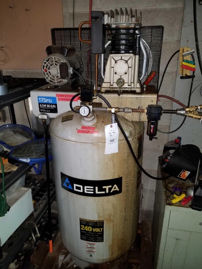 Delta 240V, 175psi, 6.5-gal. air compressor w/ hose reel