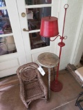 Kid's chair, wood stand, red lamp