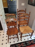 Hitchcock chairs, 2 rush seat and 2 stenciled