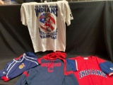 XL Indians hooded sweatshirt, L Jersey, medium Wahoo shirt, 1995 Amer League Champ shirt