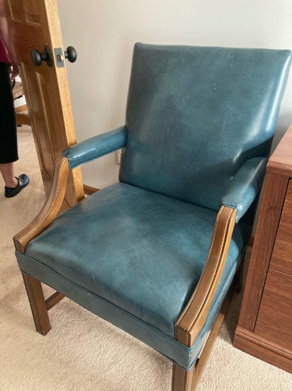 Pair of office armchairs with leather seat and back