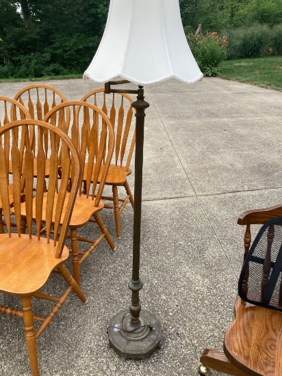 Antique 5' tall floor lamp with newer shade