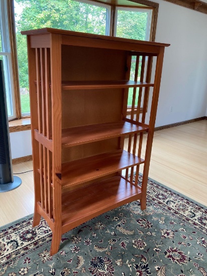 Mission-Style bookshelf with 4 shelves, solid wood