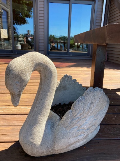 Concrete Swan planter, approximately 20" tall