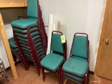 (21) green upholstered chairs