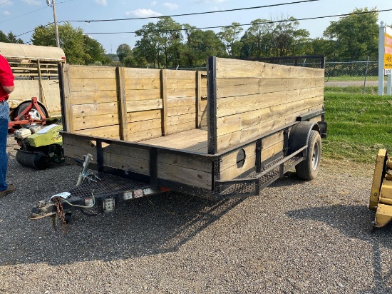 12 foot utility trailer with wooden sides & ramp gate