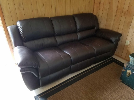 Leather style reclining sofa