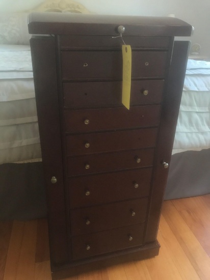 Cherry finish jewelry chest 40in Tall