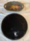 WSS marked black glass plate & hand painted bowl
