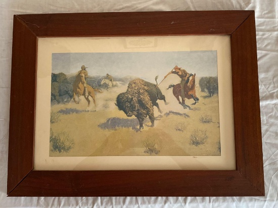 Frederic Remington print, 23.5" x 17.5" frame size