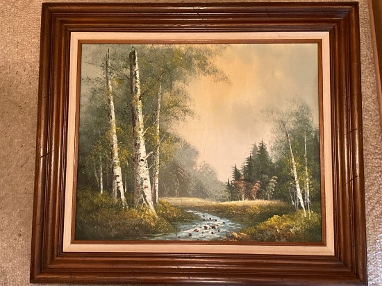 Oil on canvas signed Wallace, "White Birches", 20 x 24 canvas size