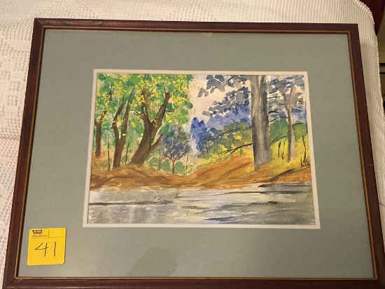 Unsigned water color, 21 x 17 frame size