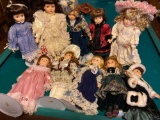 (10) Porcelain head dolls, Victorian collection
