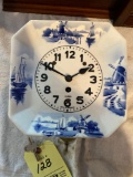 German 8-day Dutch scene porcelain clock