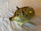 Marked Austria glazed pottery pig coin bank