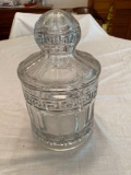 Heisey Roman Key pattern glass jar, 10