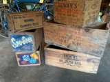 Wooden shipping crates w/ advertising (6)