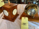 Ship's clock, France revolving clock w/ thermometer, barometer & hygrometer