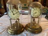 (2) German glass dome clocks