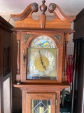 W. German Grandfather clock w/ moon/sun dial, 82