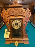 Seth Thomas pressed oak shelf clock