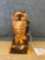 Old book of knowledge mechanical cast iron bank owl
