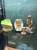 Head vases, figurine, 4 ice cream bowls