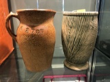 2 quart crock pitcher and McCoy vase