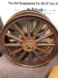 Two vintage wagon wheels