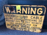 Warning under ground cable metal sign