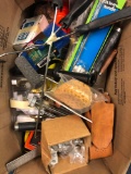 Box of miscellaneous tools parts paint rollers sponges etc.