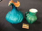 Button turquoise vase and pitcher