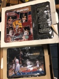 Lebron Jack in the box NBA books, Michael Jordan cards that, Cavaliers championship plaque from