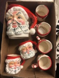 Santa pitcher and 6 mugs