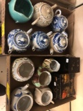 Six teapots and other various vases