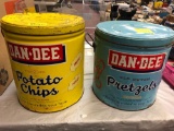 Dan-Dee potato chip chips tin and pretzel tin