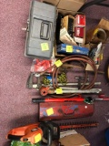 Collection of tools, fan, trimmer, the club, clamps, misc