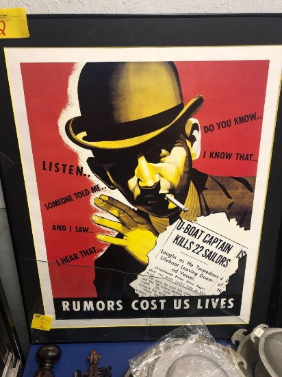 ?Rumors cost us lives? and Maurin Quina Le Puy posters in frame