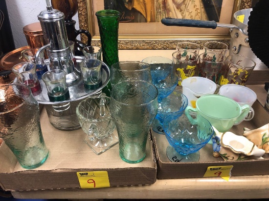 2 flats glassware, glasses, bar ware, etc