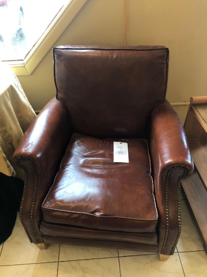 (2) Leather Nail-Trim Armchairs