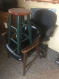 Two chairs, stool