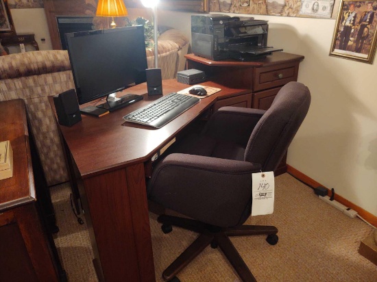 Computer Desk w/ Chair, Printer and Computer