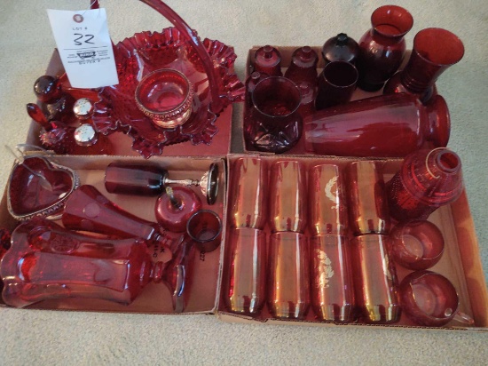 Assorted Red Glassware