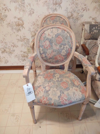 2 Floral Upholstered Arm Chairs