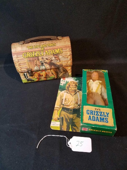 Mattel Grizzly Adams figure and Aladin lunch box without thermos